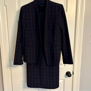 Ann Taylor Navy Checkered Blazer